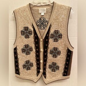 Christopher & Banks Embroidered Vintage Sweater Vest Size M